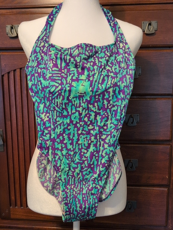 Pacific Connections Other - Pacific Connections Purple and Teal Patterned Halter Swimwear